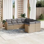 vidaXL Salon de jardin avec coussins 8Pièces mélange beige résine tressée