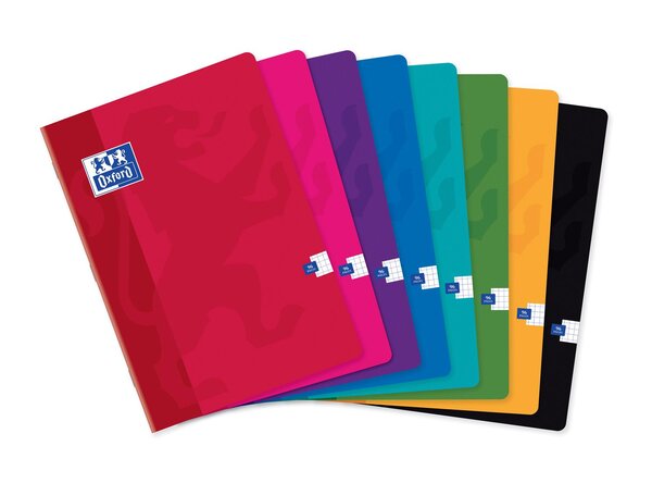 Cahier Piqué A4 96 Pages 90g Petits Carreaux 5x5 avec Marge Coloris Aléatoire OXFORD