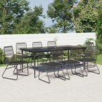 vidaXL Ensemble à manger de jardin 9 Pièces noir rotin PVC
