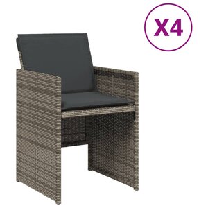 vidaXL Chaises de jardin avec coussins lot de 4 gris résine tressée