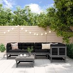 vidaXL Salon de jardin 6 Pièces avec coussins gris bois massif