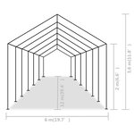 vidaXL Tente de réception PE 6 x 12 m Gris