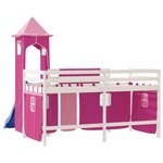 vidaXL Lit mezzanine enfants avec tour rose 90x200 cm bois pin massif