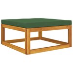 vidaXL Repose-pied de jardin avec coussin verts bois massif d'acacia