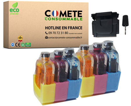 COMETE - 541 Kit de 2 Recharges pour Cartouche CL-541 CL541 541 XL Ecoink pour imprimante Canon Pixma - 2 Recharges pour Cartouche Couleurs-Livraison gratuite