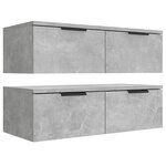 vidaXL Armoires murales 2 Pièces Gris béton 68x30x20 cm Bois d'ingénierie