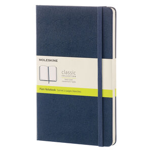 Carnet piqué moleskine rigide bleu nuit 13 x 21 cm - ivoire uni - 240 pages