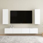 vidaXL Ensemble de meubles TV 4 Pièces Blanc Aggloméré