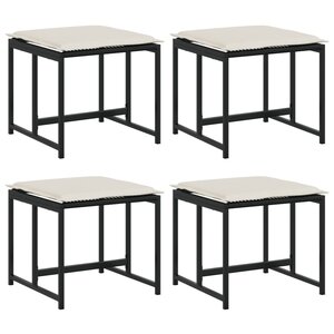 vidaXL Tabourets de jardin avec coussins lot de 4 noir résine tressée