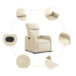 vidaXL Fauteuil inclinable électrique Crème Tissu