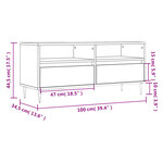 vidaXL Meuble TV blanc brillant 100x34 5x44 5 cm bois d'ingénierie