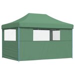 vidaXL Tente de réception pliable escamotable 3 parois latérales vert