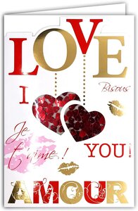 Carte Je t'aime Saint Valentin 14 février Amour I Love you + Enveloppe 12x17 5cm