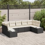 vidaXL Ensemble de canapé de jardin 7 pièces avec coussins Noir Rotin synthétique