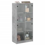 vidaXL Buffet haut avec portes gris béton 68x37x142 cm bois ingénierie