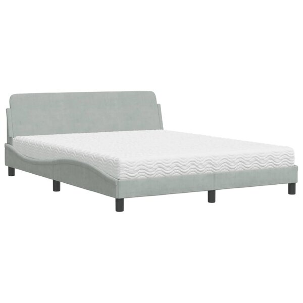 vidaXL Lit avec matelas gris clair 160x200 cm velours