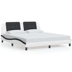 vidaXL Cadre de lit avec lumières LED blanc noir 180x200 cm similicuir