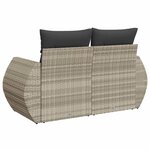 vidaXL Canapé de jardin 2 places et coussins gris clair résine tressée