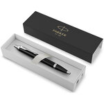 PARKER IM Stylo bille  laque noire  recharge bleue pointe moyenne  Coffret cadeau