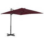 vidaXL Parasol déporté avec mât en aluminium Bordeaux 250x250 cm