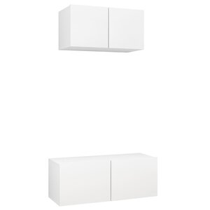vidaXL Ensemble de meubles TV 2 Pièces Blanc Bois d'ingénierie