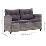 vidaXL Ensemble à dîner de jardin 3Pièces et coussins gris Résine tressée