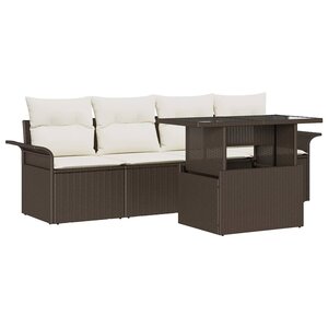 vidaXL Ensemble de canapé de jardin 5 Pièces Marron polyrotin