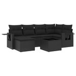 vidaXL Salon de jardin 7 Pièces avec coussins noir résine tressée