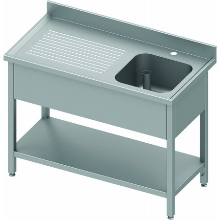 Plonge inox 1 cuve avec etagère - egouttoir gauche ou droit - gamme 600 - stalgast - à monter - acier inoxydable1700x600 700x600x90