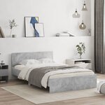 vidaXL Cadre de lit avec tête de lit gris béton 120x190 cm