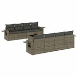 vidaXL Salon de jardin 9 Pièces avec coussins gris clair résine tressée