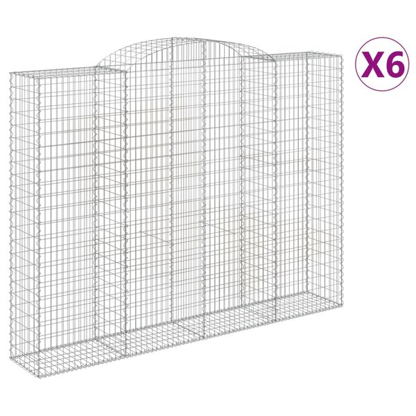 vidaXL Paniers à gabions arqués 6 Pièces 300x50x220/240 cm fer galvanisé