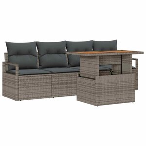 vidaXL Ensemble de canapé de jardin 5 Pièces Gris Poly rotin