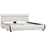 vidaXL Cadre de lit avec LED Blanc Similicuir 140 x 200 cm