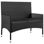 vidaXL Salon de jardin 4 Pièces avec coussins Noir Résine tressée