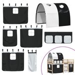 vidaXL Lit mezzanine enfants et tunnel blanc/noir 90x190 cm pin massif