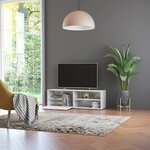 vidaXL Meuble TV Blanc brillant 120x34x37 cm Bois d’ingénierie