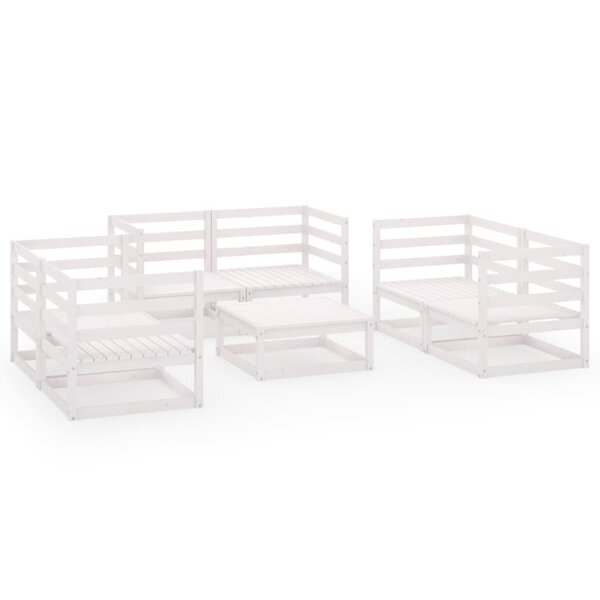 vidaXL Salon de jardin 7 Pièces Blanc Bois de pin massif