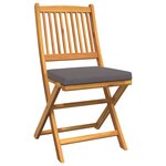 Chaises de jardin pliables vidaXL avec coussin gris 6 pièces en bois d'acacia massif