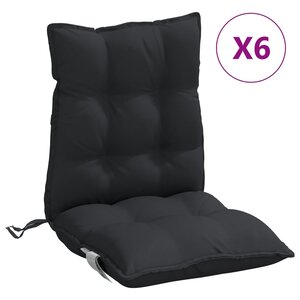 vidaXL Coussins de chaise à dossier bas lot de 6 noir tissu oxford