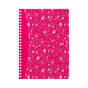 Cahier spirale oxford flowers - a5 14 8 x 21 cm - petits carreaux - 120 pages - lot de 5