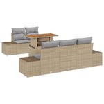 vidaXL Ensemble de Canapés de Jardin 6 pièces avec Coussins Beige Rattan Poly