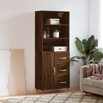 vidaXL Buffet haut Chêne marron 69 5x34x180 cm Bois d'ingénierie