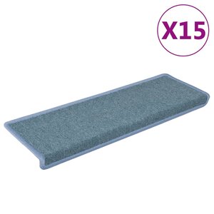 vidaXL Tapis d'escalier 15 Pièces 65x21x4 cm Bleu