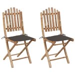 vidaXL Chaises pliables de jardin 2 Pièces avec coussins Bambou