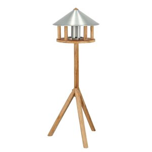 Esschert Design Mangeoire à oiseaux avec silo et toit rond Zinc