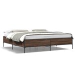 vidaXL Cadre de lit chêne marron 200x200 cm bois d'ingénierie et métal