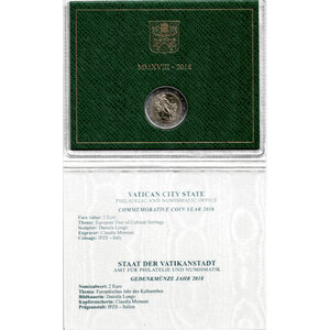 2 euros commémorative Vatican 2018 - Patrimoine culturel en coffret BU.