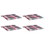 vidaXL Coussins de chaise de jardin lot de 4 carreaux rouges 50x50x4cm