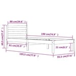 vidaXL Cadre de lit Bois de pin massif 90x190 cm Blanc simple